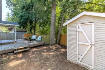 Backyard storage shed.