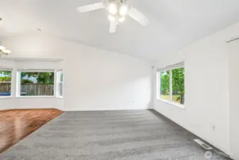 Another view of the Family Room, showcasing how open it is to the Eating Area.