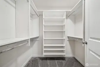 This Primary Walk-in has been fully udated and provides an incredible space to stay organized!