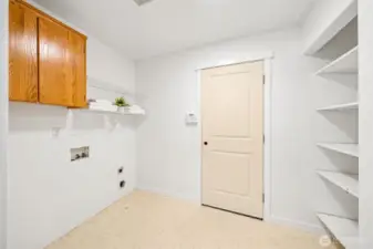 This spacious Laundry Room has plenty of space to keep your Home organized.  A new door leading to the Garage was installed after these photos were taken.
