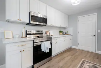 Updated kitchen with stainless steel appliances