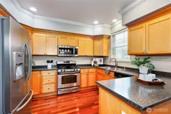 Kitchen with stainless steel appliances