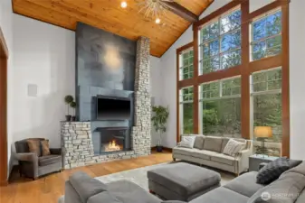 Floor to ceiling fireplace