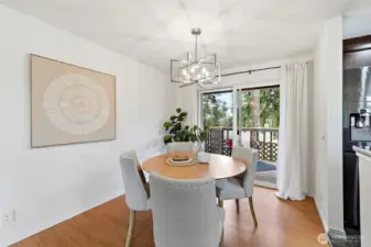 Gather around the dining area for everyday meals or celebrations.