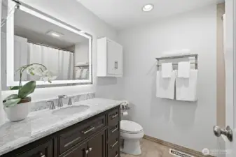 Modern bath with clean lines and timeless finishes.