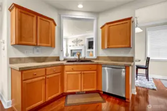 Kitchen with Pass Thru Window, Window looking into the living room. You can watch TV while doing your dishes.