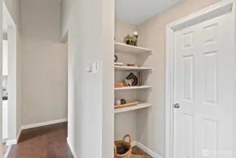 This versatile hall alcove makes great storage or display area.