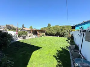 fenced backyard with irrigation