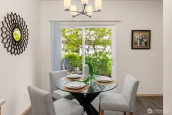 Sunny kitchen eating nook is also great flexible space for a home office