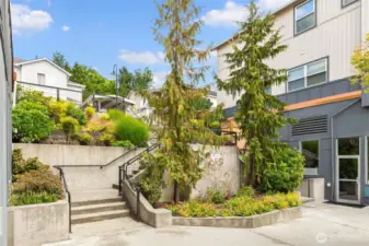 Stairs from the townhome down to the commercial area, grab a quick coffee or sandwich, and only a half mile to all the downtown amenities
