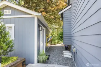 Huge Bonus! Located on the side of the house, with matching exterior and fully functioning heating and air conditioning, is this flex space that can be used for workout room, office, play space or storage.  (Not included in the home's square footage).