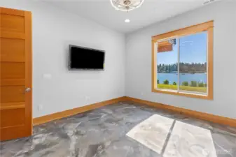 Extra finished room lower with attached 3/4 bath and storage room