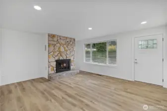 Fireplace in living room.