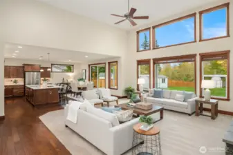 Greatroom is open to the kitchen and dining areas