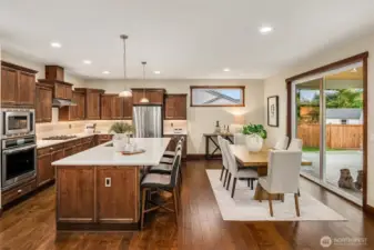 Double oven, large fridge and professional BlueStar gas range are prefect for the home chef in all of us!