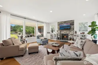 Curl up in front of a fire, watch the game, read a book in front of these beautiful windows.  If you have too many guests turn on the tv out on the patio and enjoy the outdoor entertaining space!