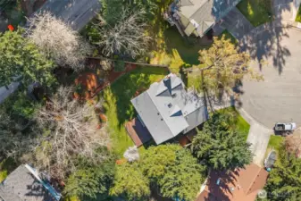 Aerial from the house showing the backyard