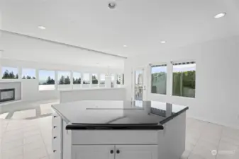 Kitchen overlooking living room