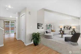 Virtual staging:$100K upgrades include NEW kitchen cabinets, countertop, hardwood floors, all bath vanity cabinets w/new floors, master shower, carpeting & paint throughout.