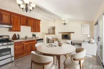 Virtual Staging of the open eat-in kitchen and family room spaces. There's so much spacious room!!