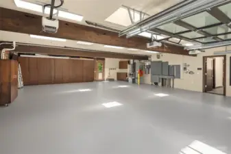 Garage has built in storage, pet wash station and new epoxy floor