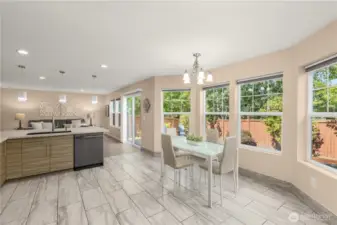 Tiles on the kitchen and the breakfast area for easy maintainance and cleaning