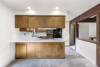 kitchen right next to the dining room