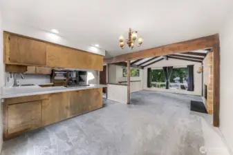 view of the upstairs living area. Nice flow from kitchen to dining to living.