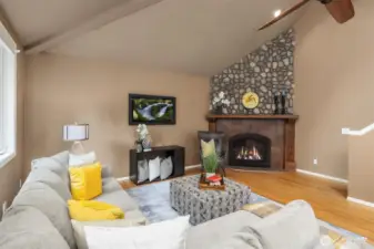 From this view you can see the back staircase that leads to the upstairs bonus room and 4 additional bedrooms.  So nice to have a second way to get upstairs, especially when company is gathered in the front living and dining areas!