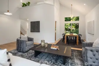 Easy flow from living room to dining room.