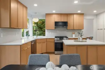 Custom cabinetry with an abundance of storage space.