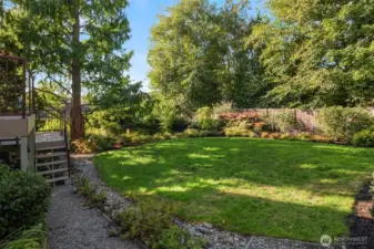 Lush backyard your private oasis.