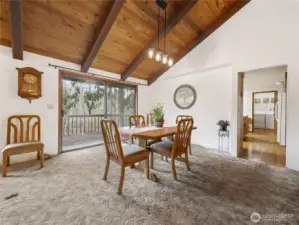 The dining area is off the kitchen and is very large, but comfortable. It could accommodate a much larger table, if needed.