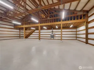 Besides the lower area, check out the loft for storage galore! The shop is fully heated.