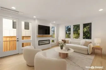 Light-filled living room with expansive windows