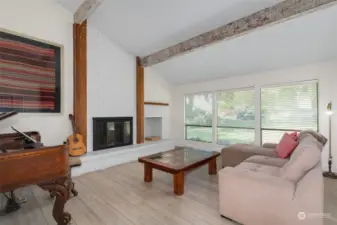 Living area with second main floor fireplace