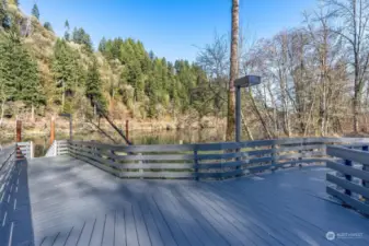 Boardwalk to the dock has sensor lights and electricity outlets along the way. Wide enough to use an ATV or golf cart to carry supplies.