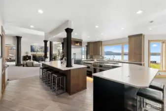 Temperature controlled wine closet to the left.