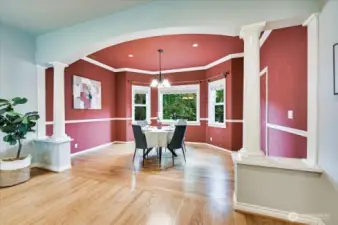 Dining room with front yard view