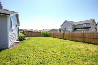 Almost fully fenced back yard.