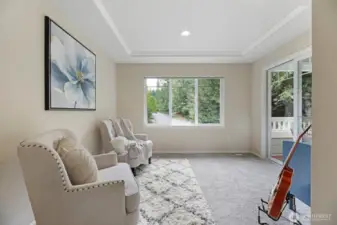 Take a moment for yourself in this relaxing, quiet get away in your own sitting room just off the primary suite.
