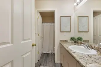 Spacious upstairs bathroom with separate shower & toilet room