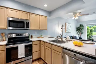 Updated kitchen with new countertops and appliances all in the last four years.