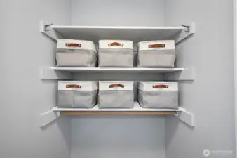 Additional storage in the bathroom.