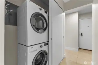 Full-size washer and dryer conveniently located in-unit.