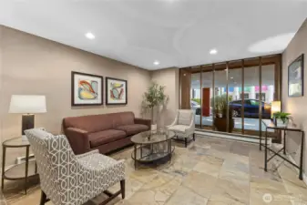 Welcoming and secure lobby with comfortable seating for guests and residents alike.