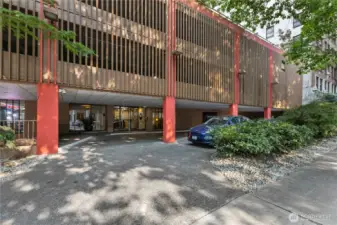 Front of the building.