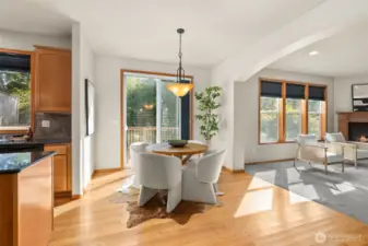 Breakfast nook and slider to the deck &backyard