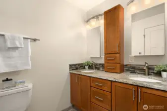 Primary bath with heated floors.