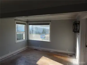 Large living room with fireplace.